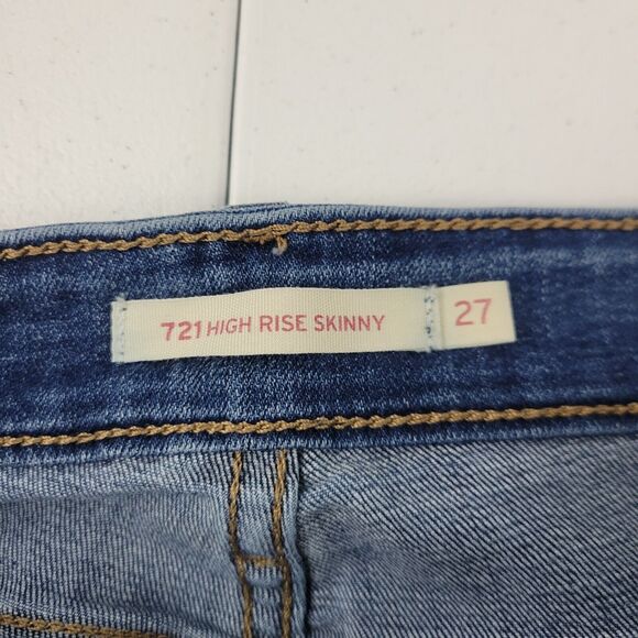 Levi's 721 high rise skinny‎ Jeans blue size 27 denim womens 3721 - Picture 10 of 12